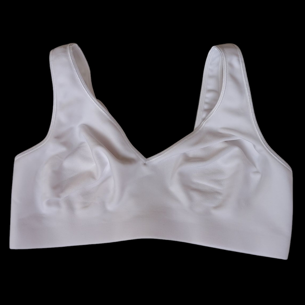 Hanes Smooth Tec Comfort Flex Wirefree V-Neck Stretch Bra XL White Style 4587
